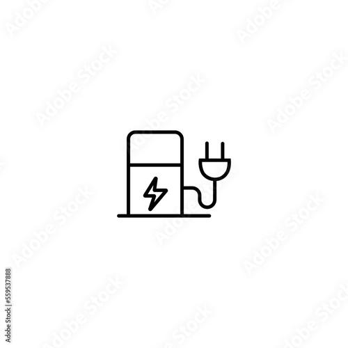 simple vector line icon that is electric fuel filler for any purpose. Web design, mobile app.