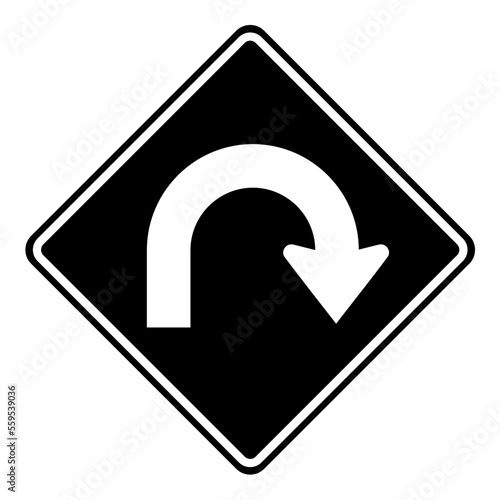 Return signal, hairpin curve to right sign