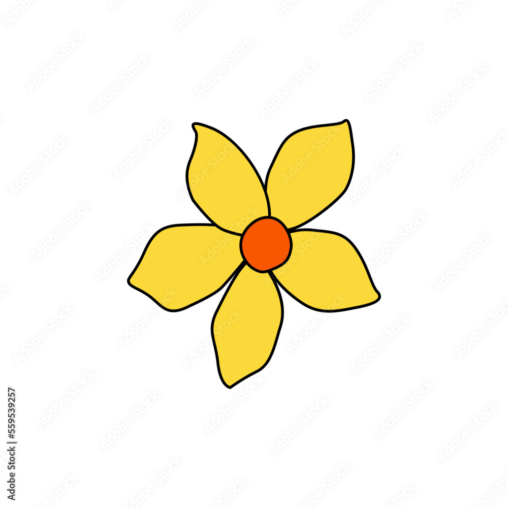 Retro Groovy Flower Element, Daisy flat icon in doodle style. Cute Hand Drawn Hippy Flower inspirited by 70s years. Vintage vector illustration isolated on white background. Floral for poster, print. Retro Groovy Flower Element, Daisy flat icon in doodle style. Cute Hand Drawn Hippy Flower inspirited by 70s years. Vintage vector illustration isolated on white background. Floral for poster, print.