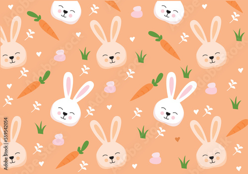 Seamless cute bunny pattern. Vector design for paper covers interior decoration of fabrics and other users