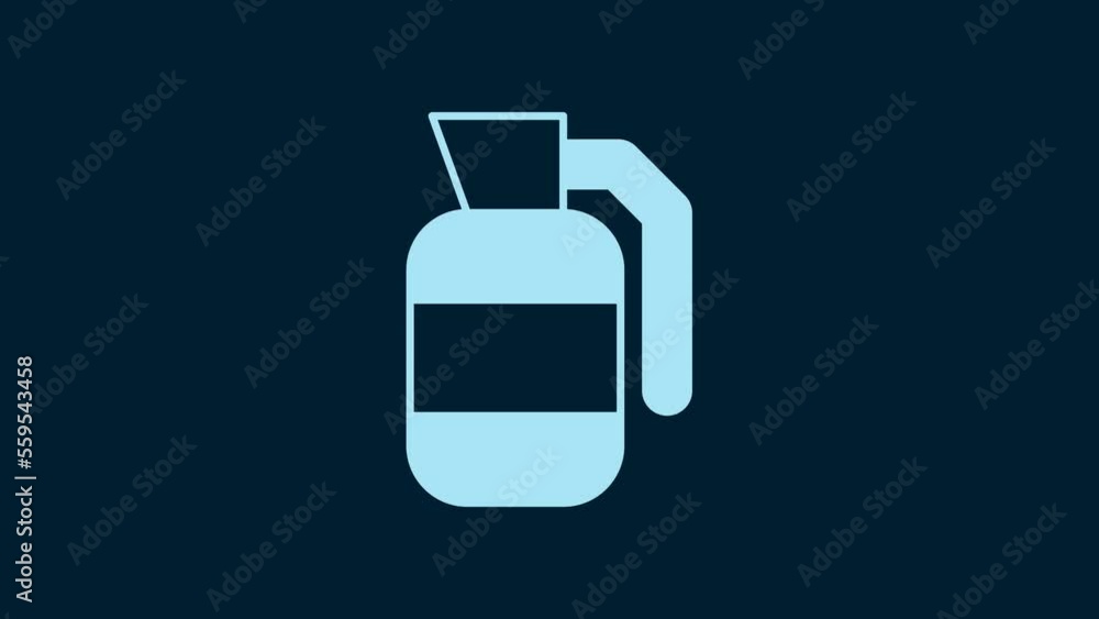 White Hand grenade icon isolated on blue background. Bomb explosion. 4K Video motion graphic animation White Hand grenade icon isolated on blue background. Bomb explosion. 4K Video motion graphic animation