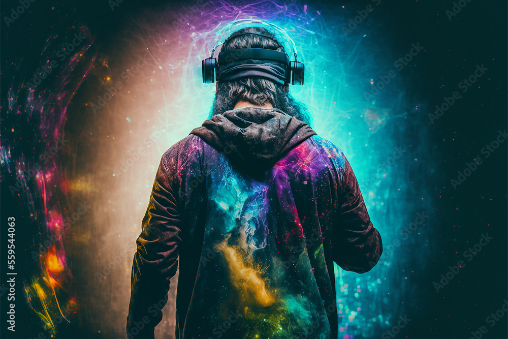colorful illustration of a man entering the metaverse, digital illustration, generative ai colorful illustration of a man entering the metaverse, digital illustration, generative ai