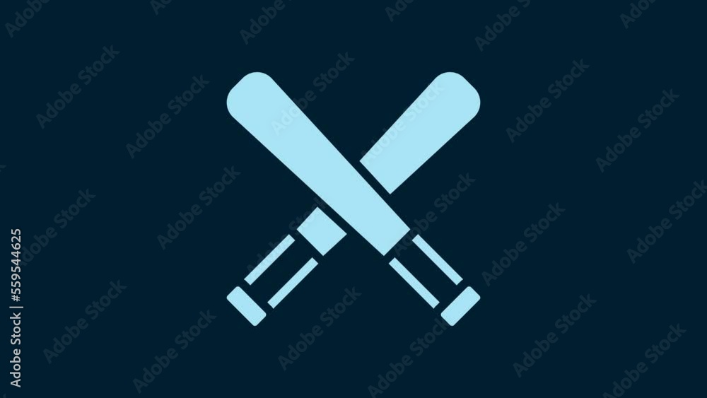 White Crossed baseball bat icon isolated on blue background. 4K Video motion graphic animation White Crossed baseball bat icon isolated on blue background. 4K Video motion graphic animation