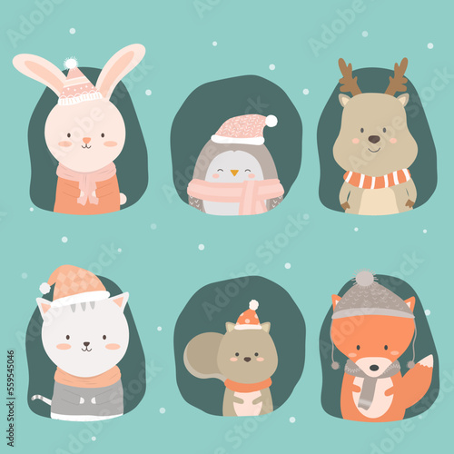 Collection Character of cute animal with Cats  foxes  rabbits  deer and penguins