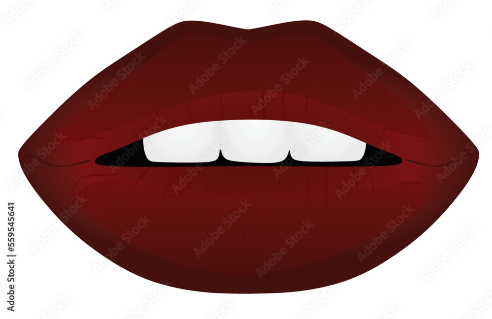 Red lips with teeth, vector Red lips with teeth, vector