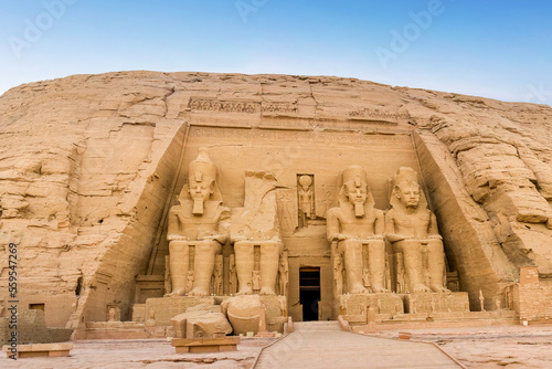 Abu Simbel  Egypt  January 7  2023 - The two massive rock-cut temples of Abu Simbel are situated on the western bank of LakeNasser  about 230 km southwest of Aswan near the border with Sudan.