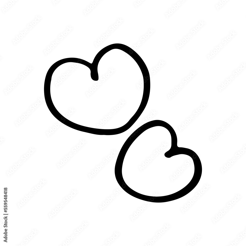 Vector icon of two hearts drawn in one line. Illustration for valentine's day. Vector icon of two hearts drawn in one line. Illustration for valentine's day.