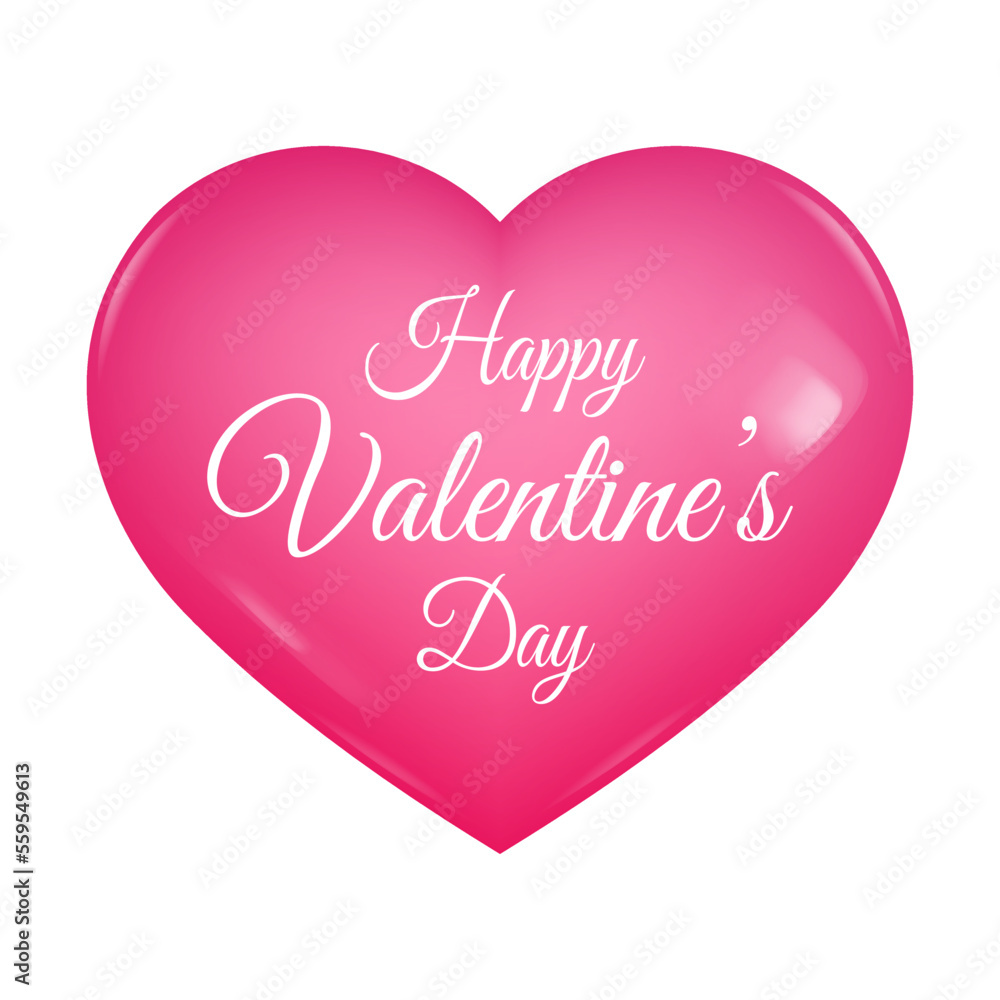 Happy valentine's day. 3d heart. Pink card