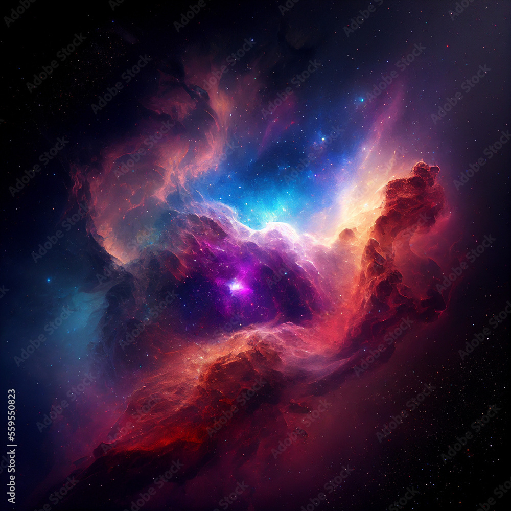 colorful nebula galaxy cosmos, generative AI