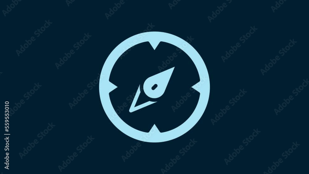 White Compass icon isolated on blue background. Windrose navigation symbol. Wind rose sign. 4K Video motion graphic animation White Compass icon isolated on blue background. Windrose navigation symbol. Wind rose sign. 4K Video motion graphic animation