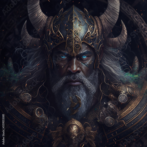 Norse mythology god Heimdall. Created with Generative AI technology.