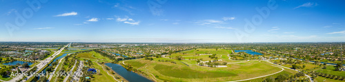 Aerial panorama Vista View Park Davie FL