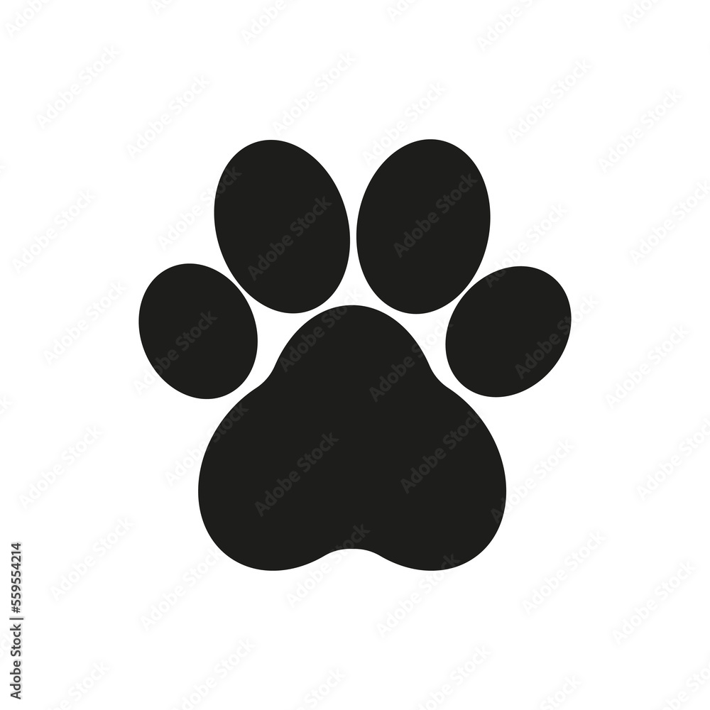 Black animal paw print isolated on white background. Vector illustration Black animal paw print isolated on white background. Vector illustration