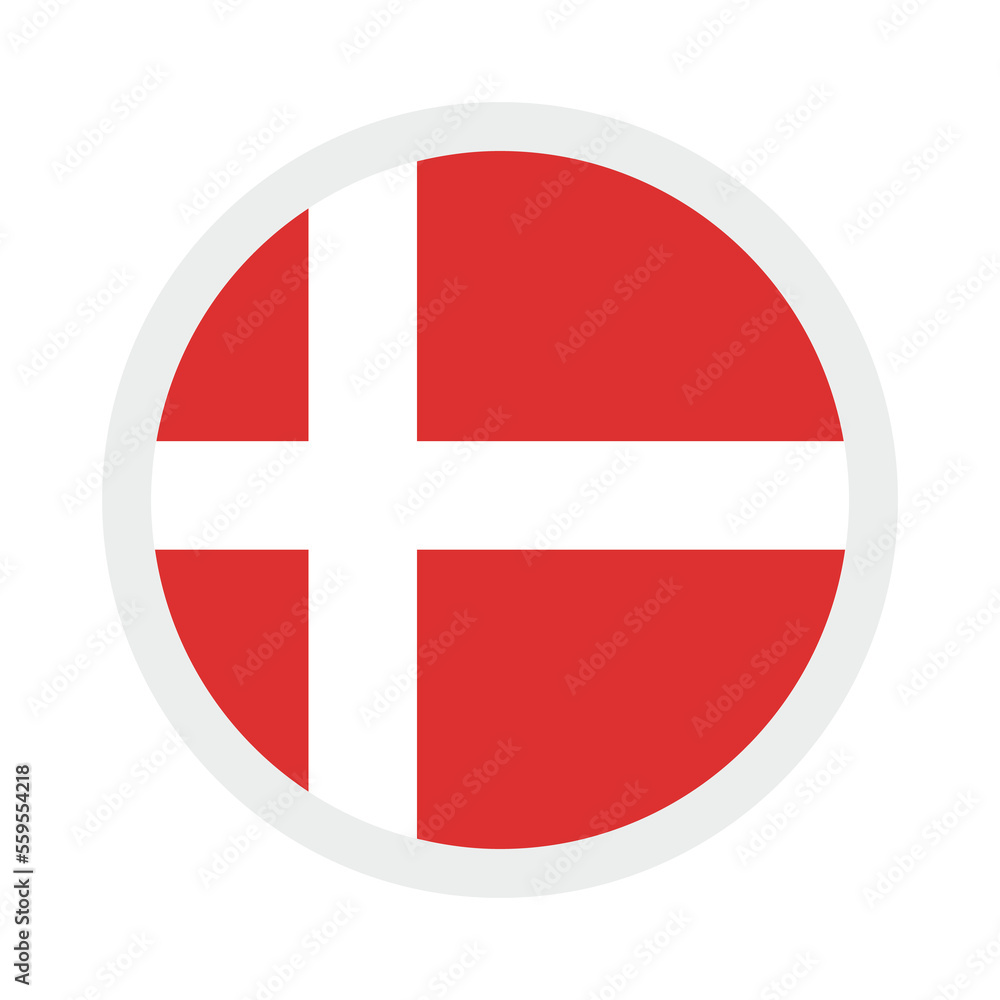 National flag of Denmark, round icon,  PNG