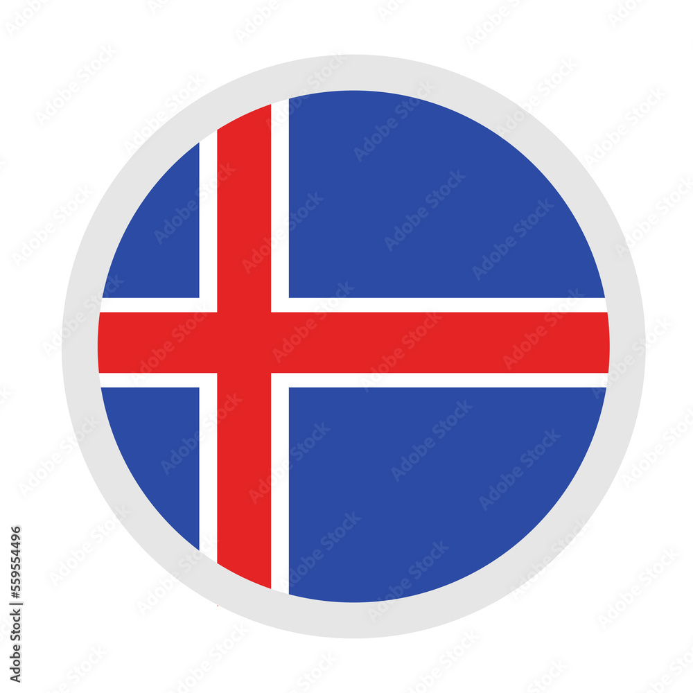 National flag of Iceland, round icon,  PNG