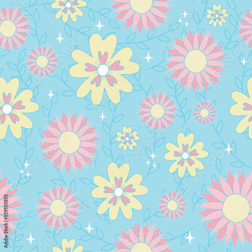 Pastel floral pattern. Creative seamless floral pattern for wallpaper  background  surface  fabric  print  cover  banner and invitation  Vector illustration