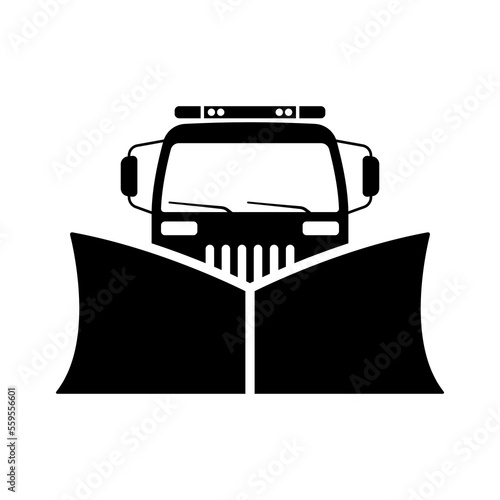 Snowplow icon. Snow blower. Black silhouette. Front view. Vector simple flat graphic illustration. Isolated object on a white background. Isolate.