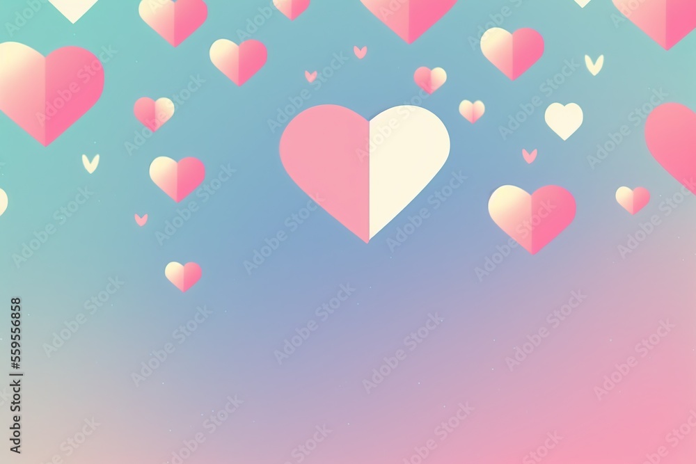 Colorful background with hearts. Digital illustration