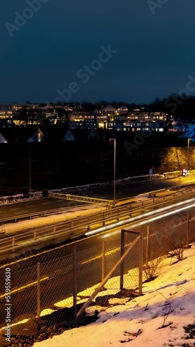 vertical Timelapse of ryfast E39 road in Stavanger. photo