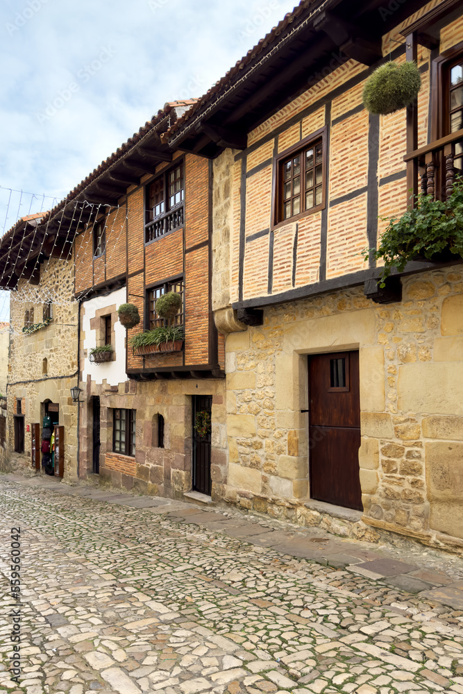 Scenic view of the medieval village of Santillana Del Mar in Cantabria, Spain. High quality photography.
