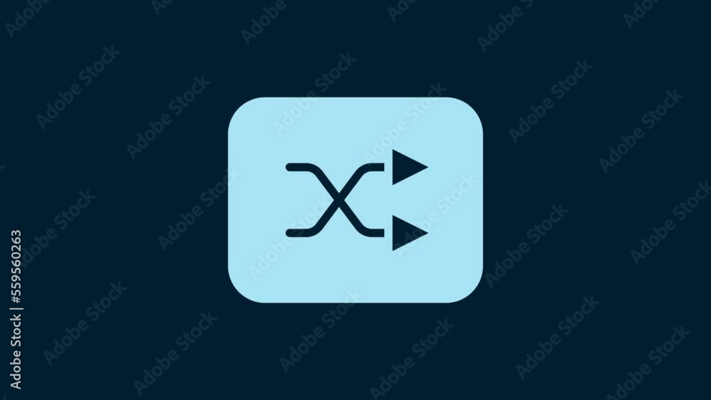 White Arrow shuffle icon isolated on blue background. 4K Video motion graphic animation White Arrow shuffle icon isolated on blue background. 4K Video motion graphic animation