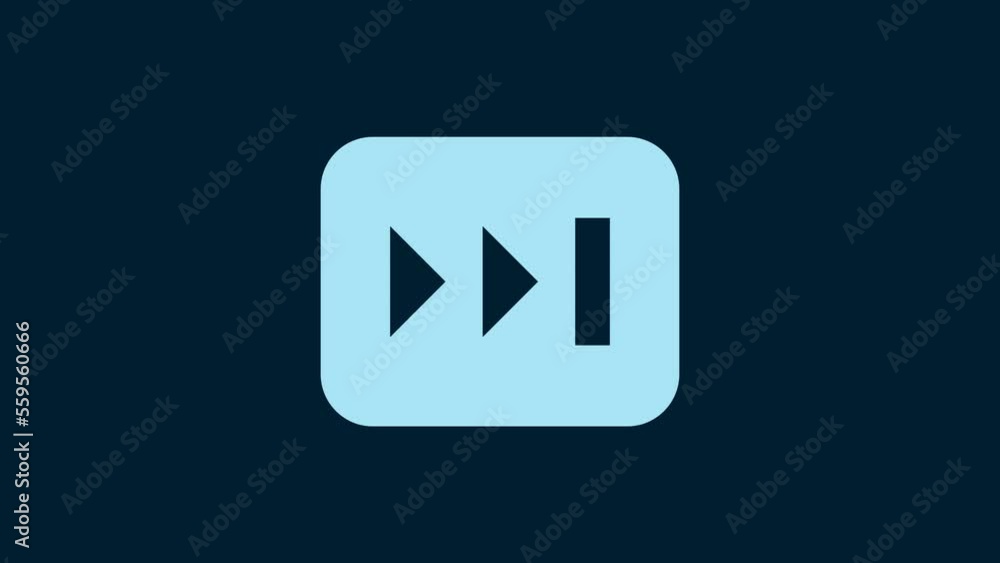 White Fast forward icon isolated on blue background. 4K Video motion graphic animation White Fast forward icon isolated on blue background. 4K Video motion graphic animation