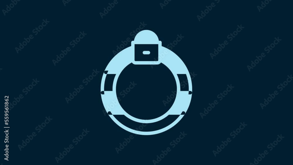 White Fantasy magic stone ring with gem icon isolated on blue background. 4K Video motion graphic animation White Fantasy magic stone ring with gem icon isolated on blue background. 4K Video motion graphic animation