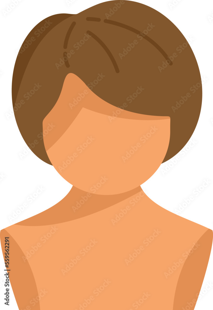 Back wig icon flat vector. Head style. Fashion model isolated Back wig icon flat vector. Head style. Fashion model isolated