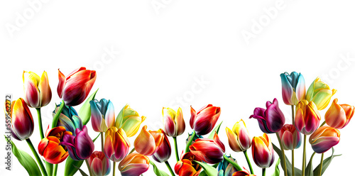 AI generative tulips isolated on white
