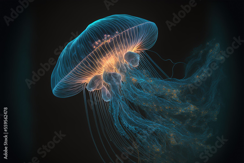 Luminescent bioluminescence jellyfish,  Generative AI © gridspot
