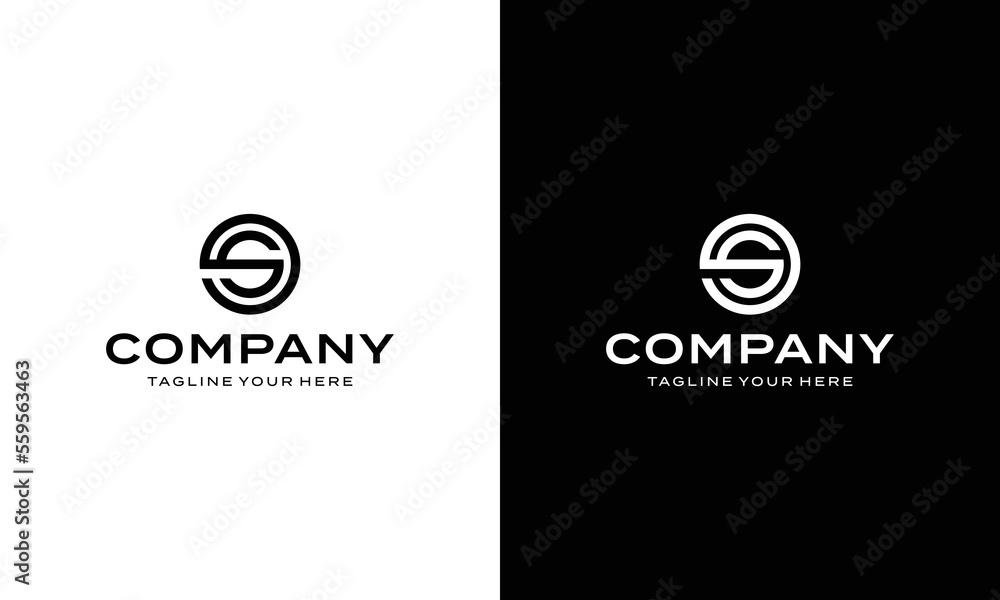 Initial letter O S OS SO minimalist art monogram shape logo, on a black and white background. Initial letter O S OS SO minimalist art monogram shape logo, on a black and white background.