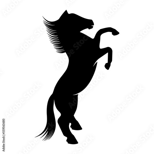 Fototapeta Naklejka Na Ścianę i Meble -  Horse vector icon on white background. Black silhouette with stallion or mare with mane. Wild animal.