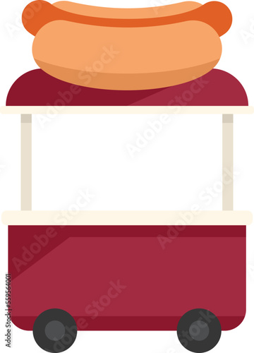 Hotdog cart icon flat vector. Food stand. Snack eat isolated
