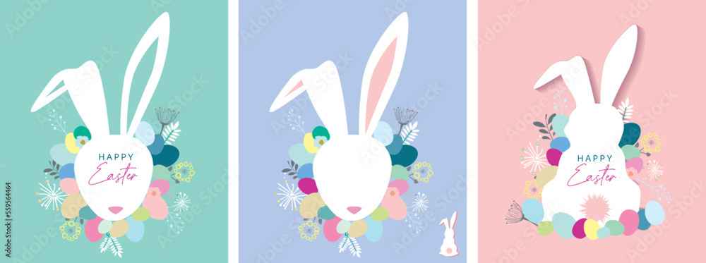 Happy easter scandi style hand drawn card elements