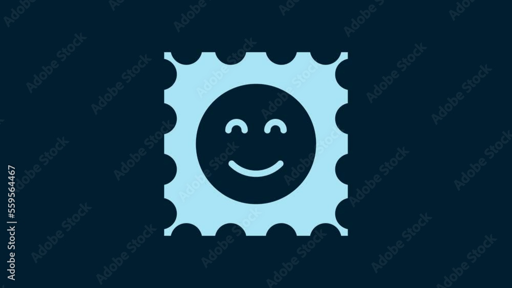 White LSD acid mark icon isolated on blue background. Acid narcotic. Postmark. Postage stamp. Health danger. 4K Video motion graphic animation White LSD acid mark icon isolated on blue background. Acid narcotic. Postmark. Postage stamp. Health danger. 4K Video motion graphic animation