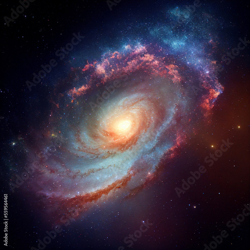 spiral colorful galaxy milky way, generative AI