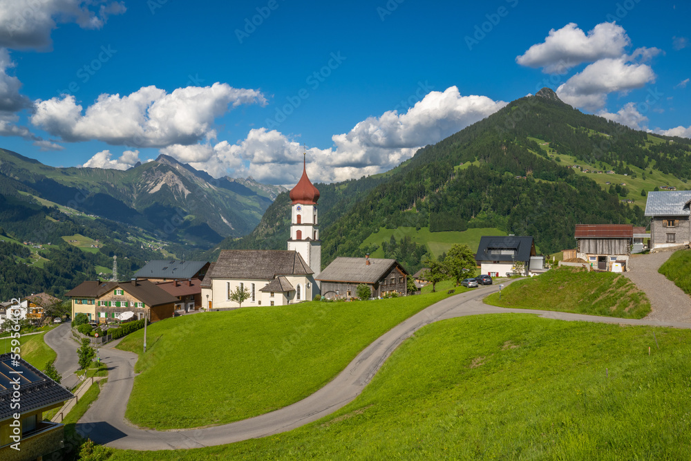 The Village of Raggal in the Grosswalsertal Valley, State of Vorarlber, Austria