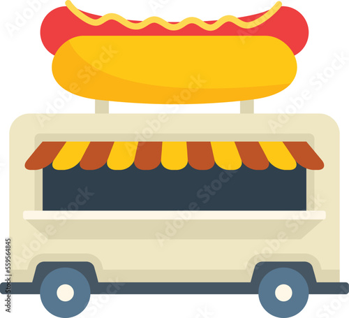 Snack hot dog icon flat vector. Cart food. Store market isolated