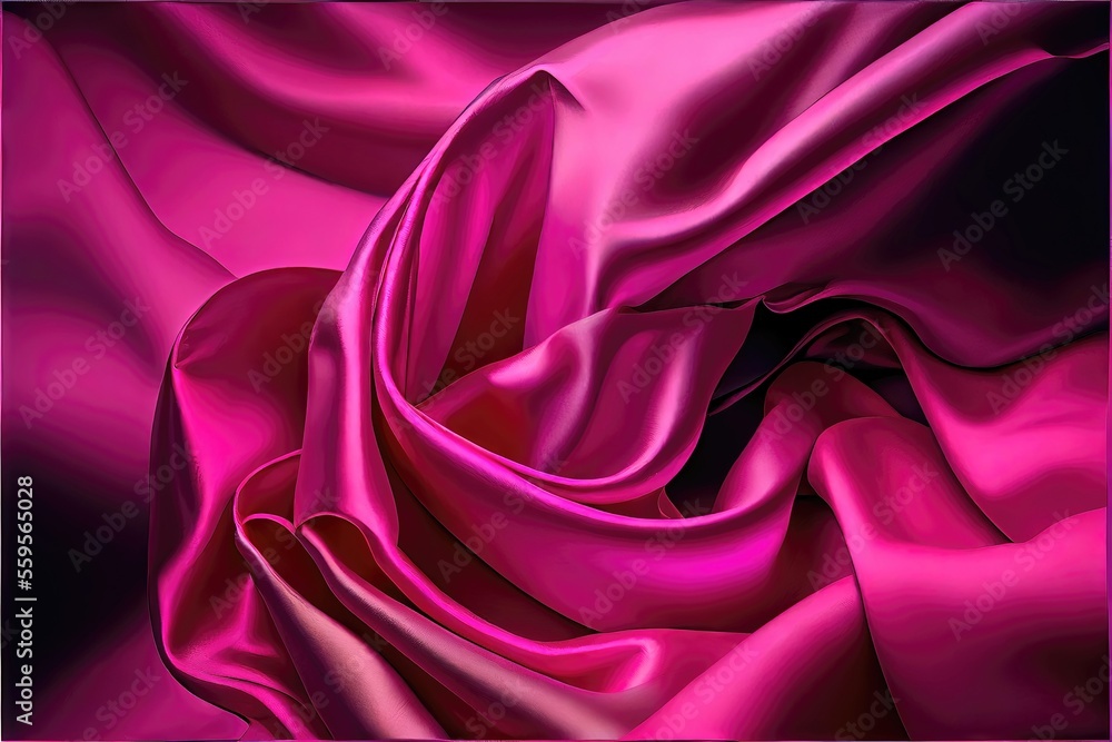 Obraz premium Bright, colorful magenta silk pattern. messy and ruffled yet smooth, soft, and luxurious silk texture. Generative AI