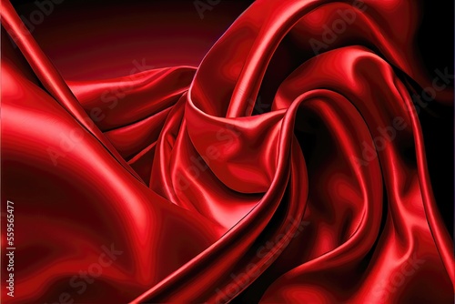 Bright, colorful red silk pattern. messy and ruffled yet smooth, soft, and luxurious silk texture. Generative AI