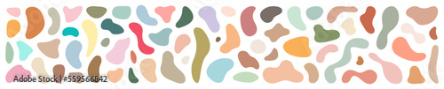 Organic blotch shape. Liquid shape elements. Set of modern graphic elements. Fluid dynamical colored forms banner. Gradient abstract liquid shapes. Vector illustration.