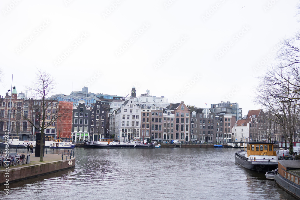 Canal view in amsterdam netherlands.