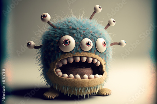 Obraz na płótnie Funny little monster mascot, digital illustration