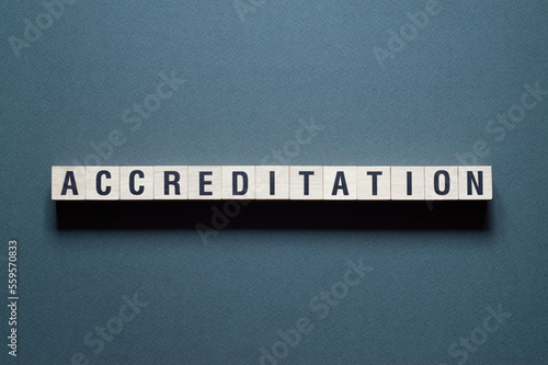 Accreditation - word concept on cubes