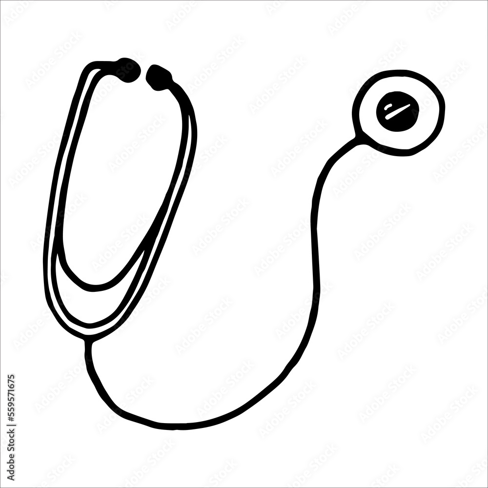 Stethoscope doodle style vector illustration isolated on white Stethoscope doodle style vector illustration isolated on white
