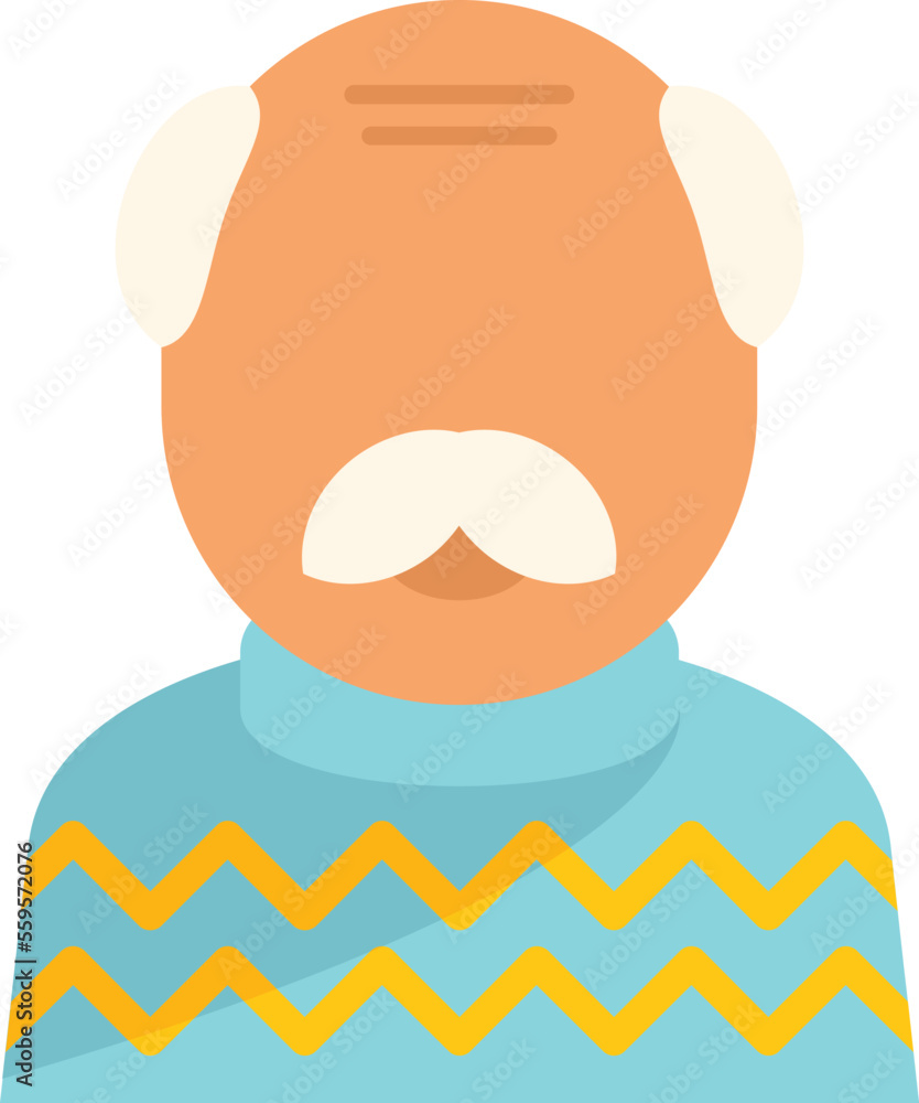 Senior man icon flat vector. Adult life. Generation stage isolated