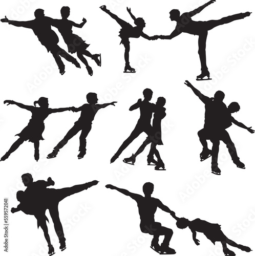 Ice Skate Dance Silhouettes - Vector Image