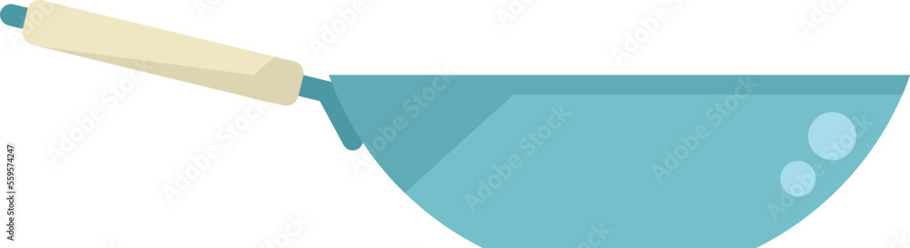Oriental wok pan icon flat vector. Fry cooking. Asian cook isolated Oriental wok pan icon flat vector. Fry cooking. Asian cook isolated
