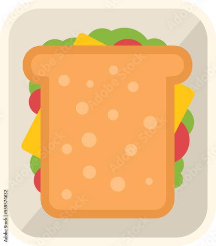 Sandwich airline food icon flat vector. Flight meal. Air plane isolated
