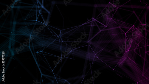 Abstract plexus geometry background. Digital technology network connection concept. 3D rendered illustration.